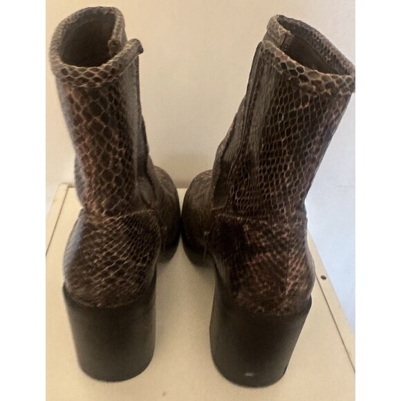 Women’s Snake Print Ankle Boots US 8 Block Heel Zip Retro 90s Y2K Faux Leather - Picture 4 of 7